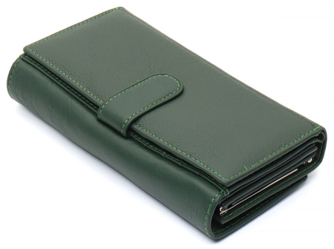 Зелений шкіряний гаманець з великою монетницею і блоком для карт ST Leather ST246