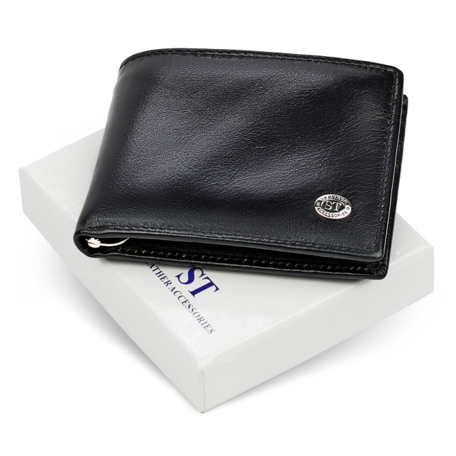 Чоловіче шкіряне портмоне із затискачем ST Leather B460 Чорний