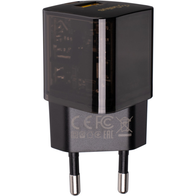 Мережевий зарядний пристрій Gelius Genesis GP-HC055 USB+Type-C 30W GaN (Incredible series) Transparent Black