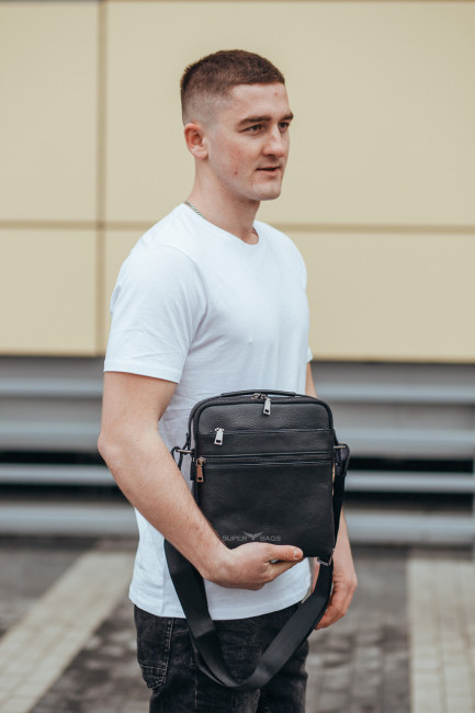 Сумка  шкіряна чоловіча чорна на плече Tiding Bag  A25-72545-3A