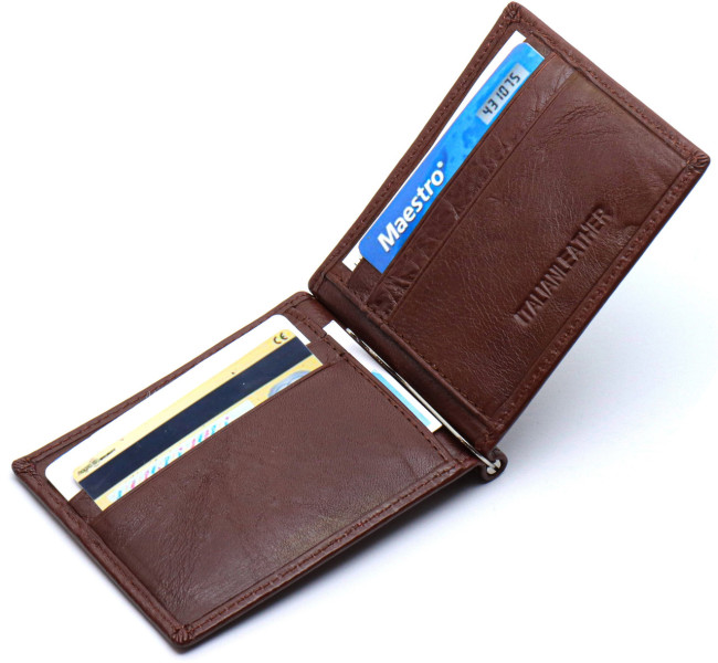 Стильне шкіряне портмоне із затискачем ST Leather В 470 Коричневий
