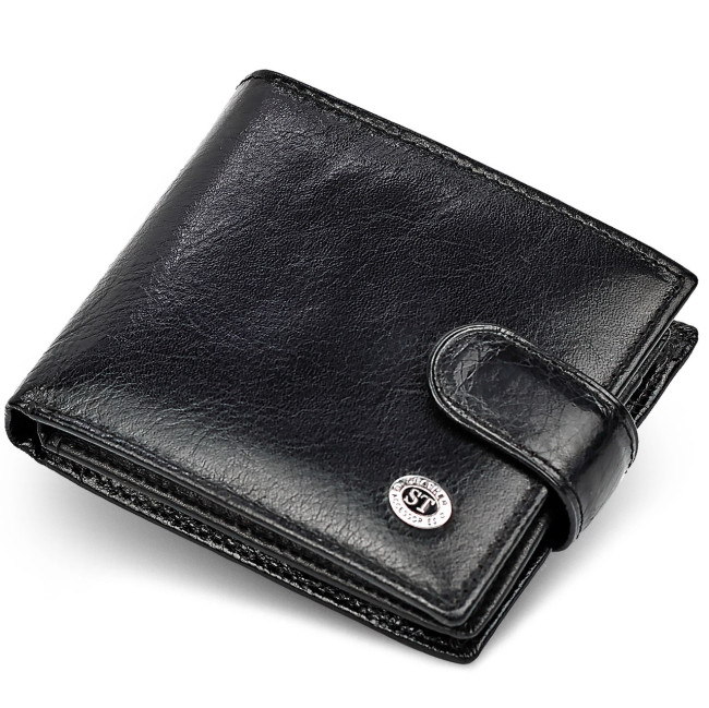 Стильне чоловічий портмоне з натуральної шкіри ST Leather B-MS34 Чорний