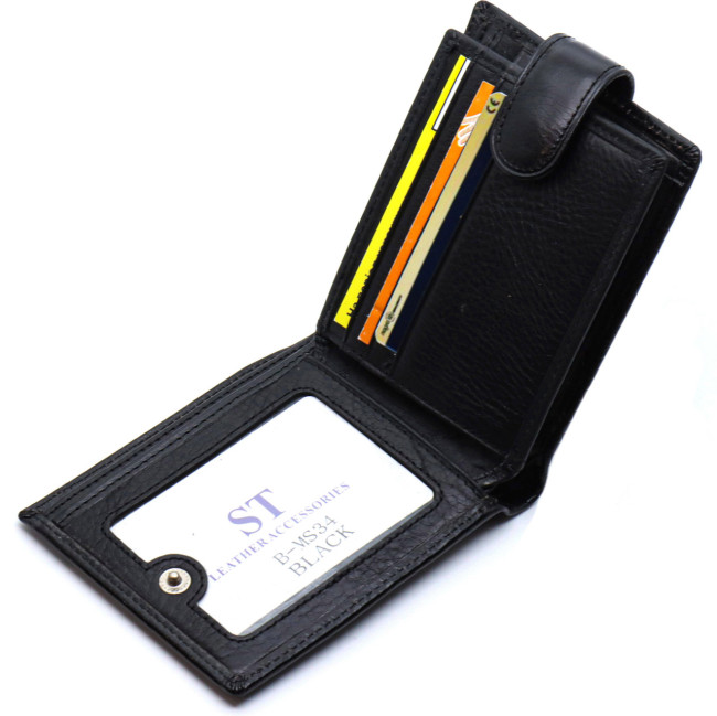 Стильне чоловічий портмоне з натуральної шкіри ST Leather B-MS34 Чорний