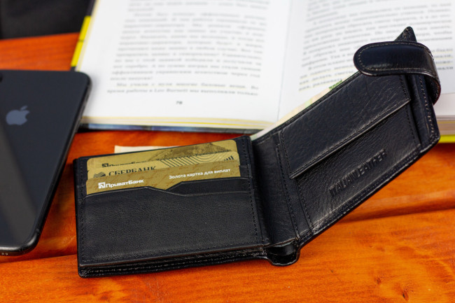 Стильне чоловічий портмоне з натуральної шкіри ST Leather B-MS34 Чорний