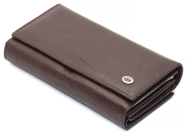 Коричневий шкіряний гаманець з великою монетницею і блоком для карт ST Leather ST246