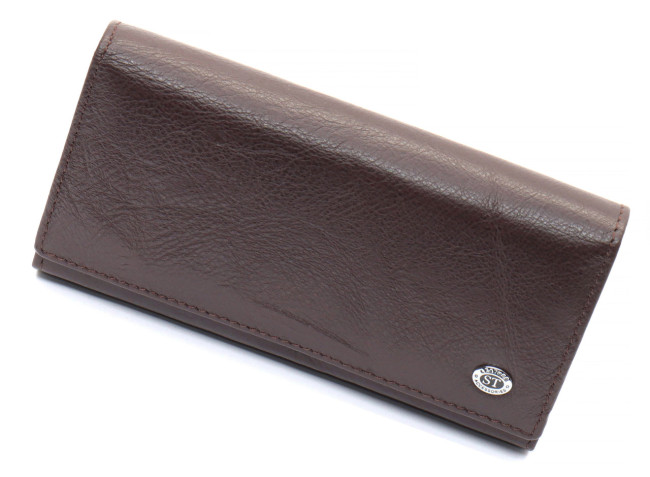 Коричневий шкіряний гаманець з великою монетницею і блоком для карт ST Leather ST246