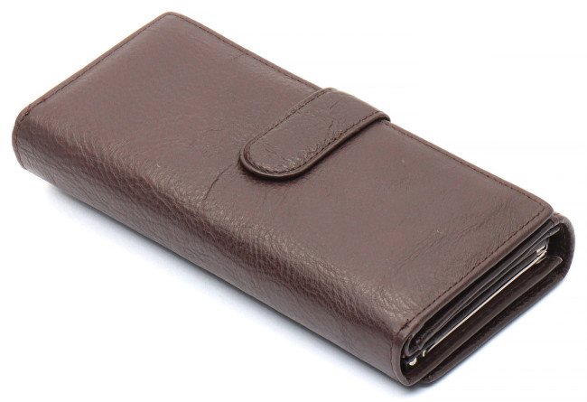 Коричневий шкіряний гаманець з великою монетницею і блоком для карт ST Leather ST246