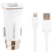 Автомобільний зарядний пристрій Gelius Apollo GP-CC01 3.1A 15W + кабель Lightning White
