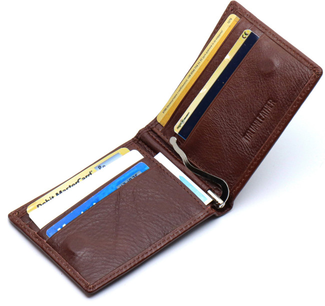 Чоловіче шкіряне портмоне з затиском ST Leather В460 Коричневий