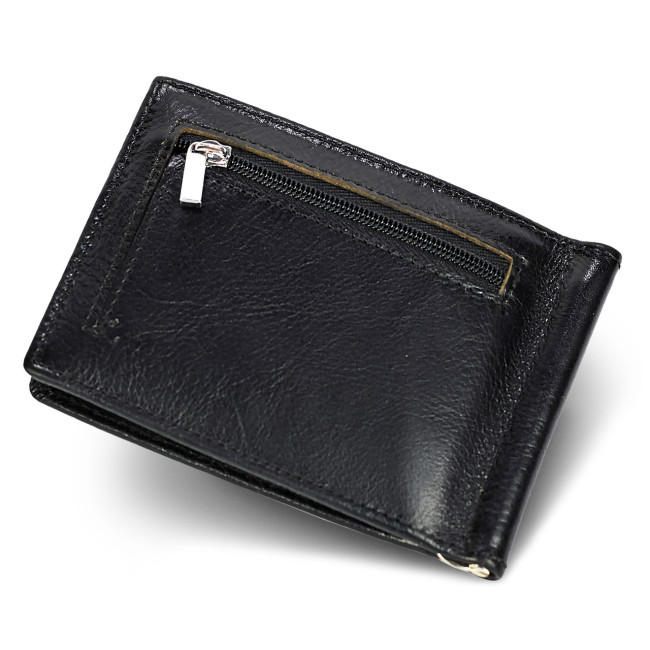 Стильне чоловіче шкіряне портмоне з затиском ST Leather В470 Чорний
