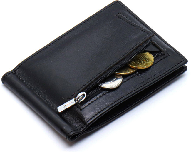 Стильне чоловіче шкіряне портмоне з затиском ST Leather В470 Чорний