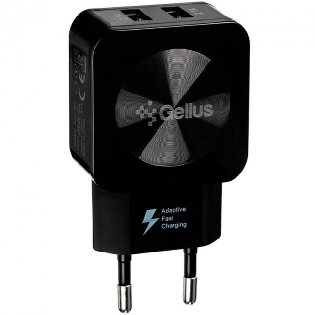 Мережевий зарядний пристрій Gelius Prime GU-HC02 2USB 2.1A 12W + кабель Type-C Black