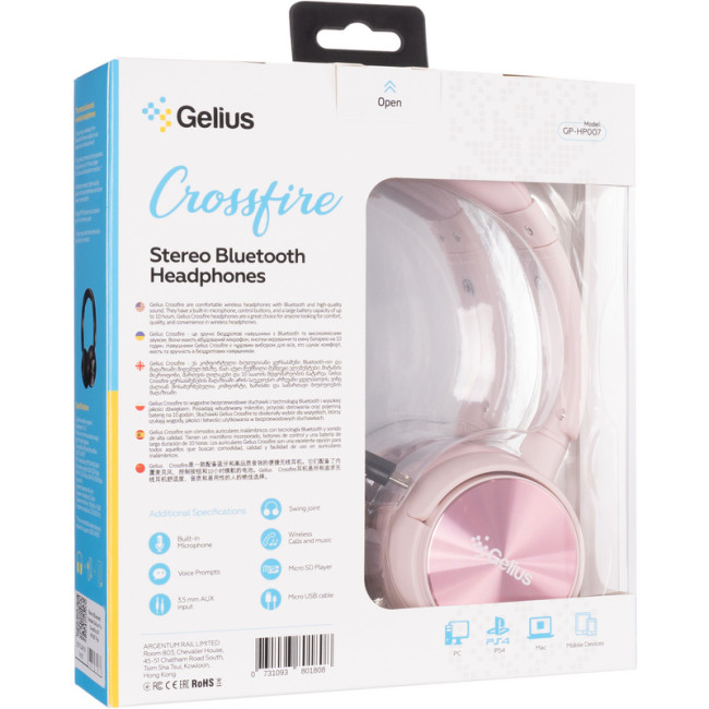 Bluetooth навушники Gelius Crossfire GP HP-007 Pink Bluetooth навушники Gelius Crossfire GP HP-007 Pink