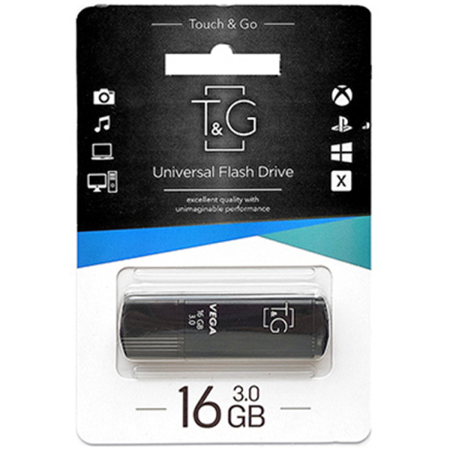USB флеш накопичувач T&G Vega 121 16Gb Black