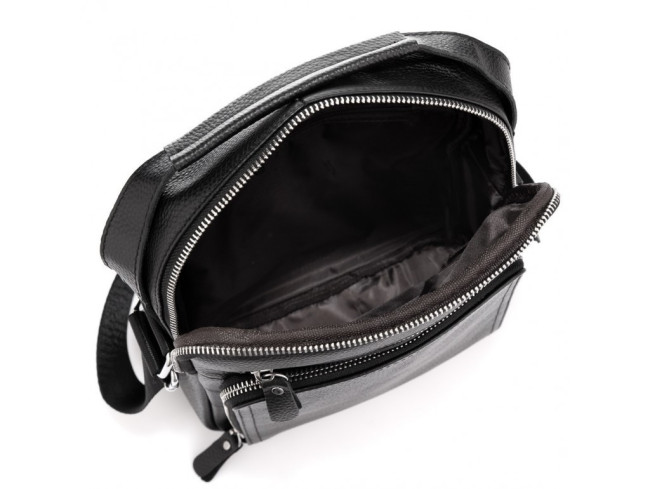 Шкіряна чоловіча чорна сумка Tiding Bag DL9256-4