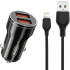 Автомобільний зарядний пристрій XO CC48 2USB + кабель USB/Lightning Black