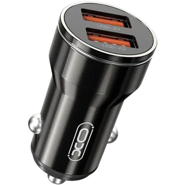 Автомобільний зарядний пристрій XO CC48 2USB + кабель USB/Lightning Black