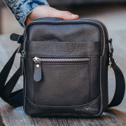 Шкіряна чоловіча чорна сумка через плече Tiding Bag LA3314-1BL