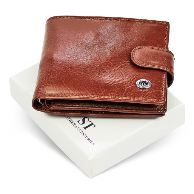 Стильне чоловіче портмоне з натуральної шкіри ST Leather B-MS34 Коричневий