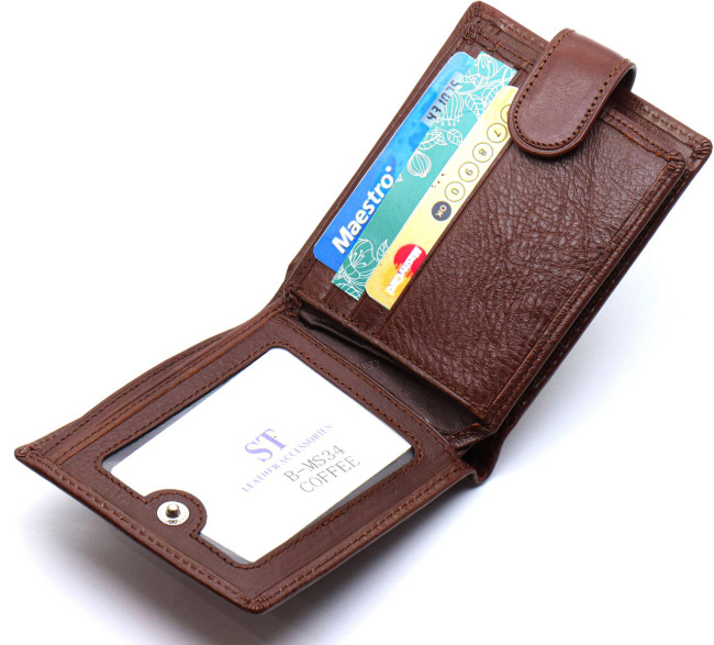 Стильне чоловіче портмоне з натуральної шкіри ST Leather B-MS34 Коричневий