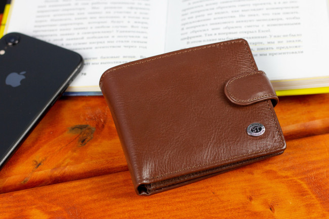 Стильне чоловіче портмоне з натуральної шкіри ST Leather B-MS34 Коричневий