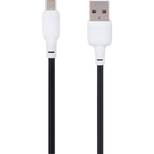Кабель USB Gelius Full Silicon GP-UCN001M MicroUSB (1.2m) (18W) Black/White