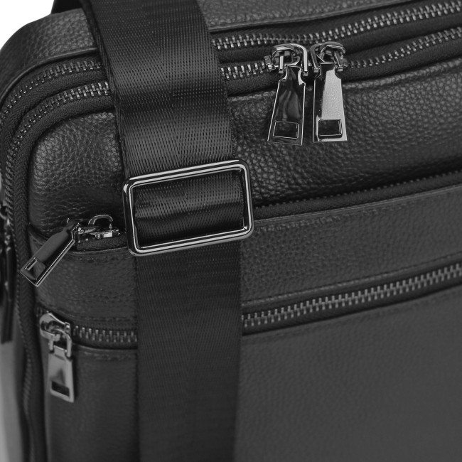 Шкіряна чоловіча чорна сумка Tiding Bag 711511