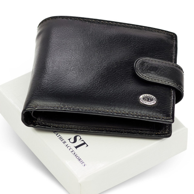 Чоловіче портмоне з натуральної шкіри ST Leather В104 Чорний