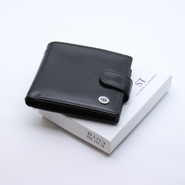 Стильне шкіряне портмоне ST Leather В 103 Чорний