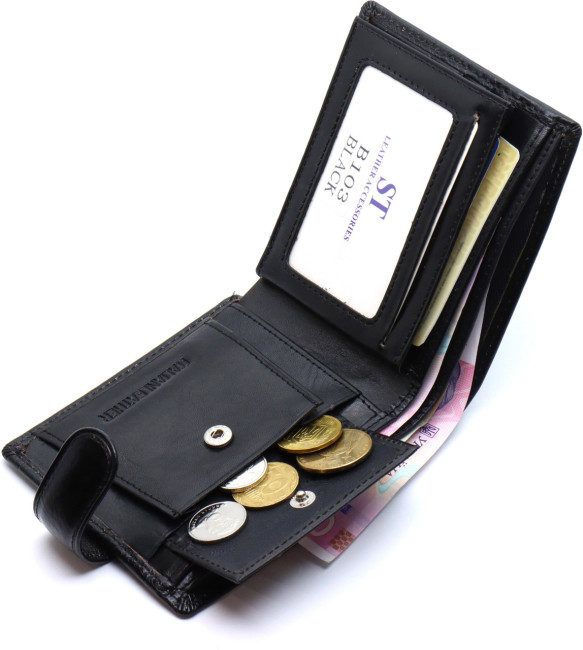 Стильне шкіряне портмоне ST Leather В 103 Чорний