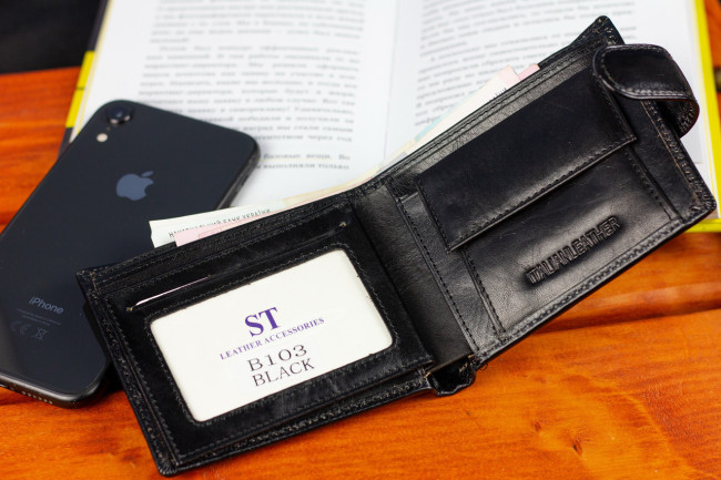 Стильне шкіряне портмоне ST Leather В 103 Чорний