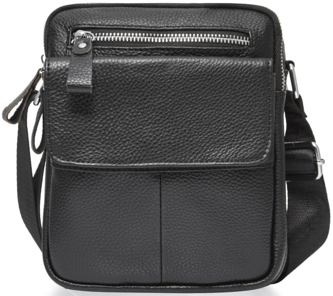 Сумка чоловіча шкіряна черная через плече Tiding Bag SK 718393