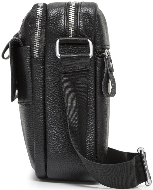 Сумка чоловіча шкіряна черная через плече Tiding Bag SK 718393