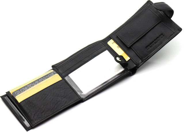 Класичне чоловіче портмоне з натуральної шкіри ST Leather ST102 Чорний