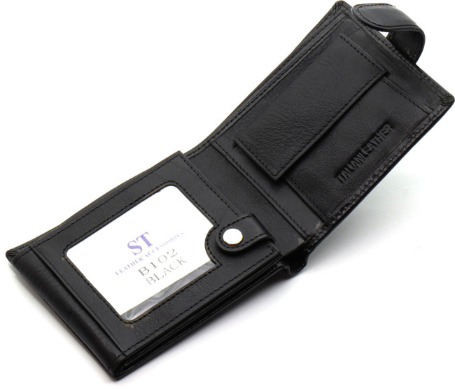 Класичне чоловіче портмоне з натуральної шкіри ST Leather ST102 Чорний