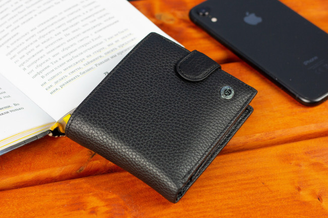 Класичне чоловіче портмоне з натуральної шкіри ST Leather ST102 Чорний