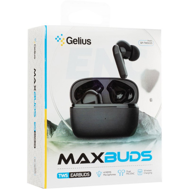 Навушники з бездротовою зарядкою Gelius MaxBuds GP-TWS025 Black