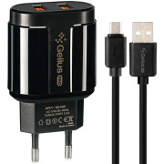 Мережевий зарядний пристрій Gelius Avangard GP-HC06 2USB 2.4A 12W + кабель MicroUSB Black