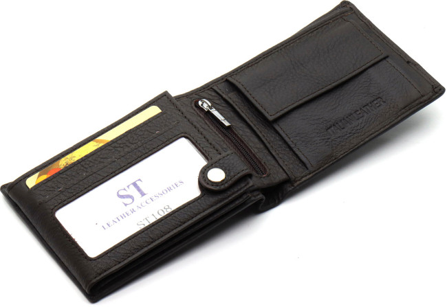 Чоловіче шкіряне портмоне середнього розміру ST Leather ST108 Коричневий