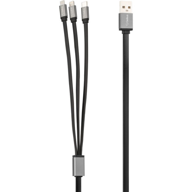 Кабель USB Gelius Squid GP-UC102 3in1 MicroUSB/Lightning/Type-C (1м) (12W) Black