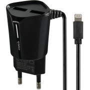 Мережевий зарядний пристрій Gelius Edition Auto ID 2USB 2.4A + кабель Lightning (тех.пак.) Black