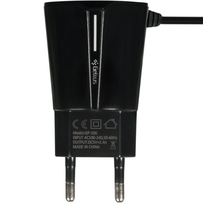 Мережевий зарядний пристрій Gelius Edition Auto ID 2USB 2.4A + кабель Lightning (тех.пак.) Black