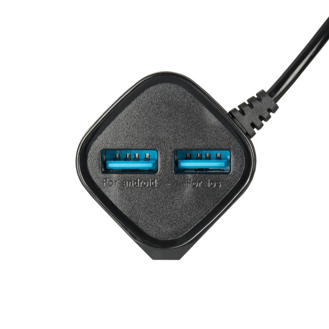 Мережевий зарядний пристрій Gelius Edition Auto ID 2USB 2.4A + кабель Lightning (тех.пак.) Black