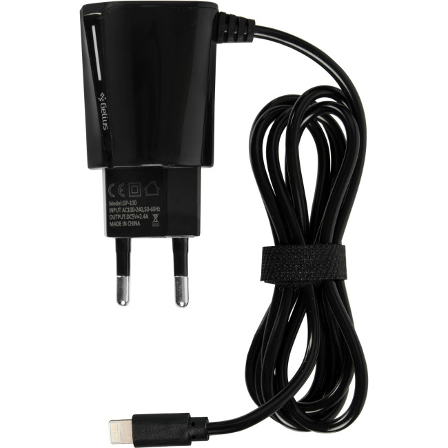 Мережевий зарядний пристрій Gelius Edition Auto ID 2USB 2.4A + кабель Lightning (тех.пак.) Black