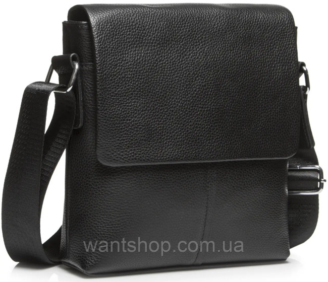 Шкіряна чорна чоловіча шкіряна сумка через плече Tiding Bag SK A75-181
