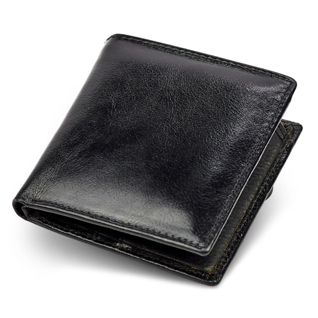 Чоловіче портмоне подвійного складання з натуральної шкіри ST Leather B-MS33 Чорний