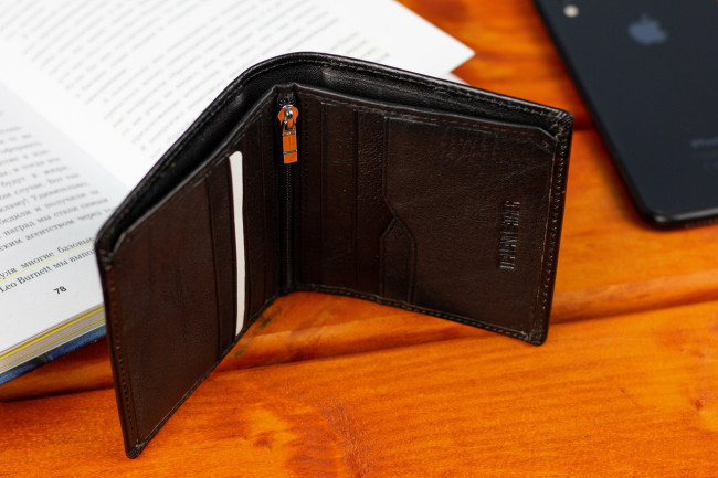 Чоловіче портмоне подвійного складання з натуральної шкіри ST Leather B-MS33 Чорний