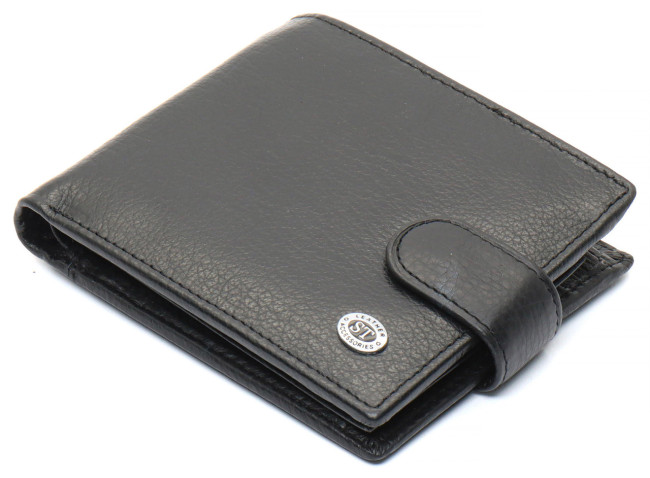 Чорне чоловіче портмоне з натуральної шкіри з фіксацією ST Leather ST103