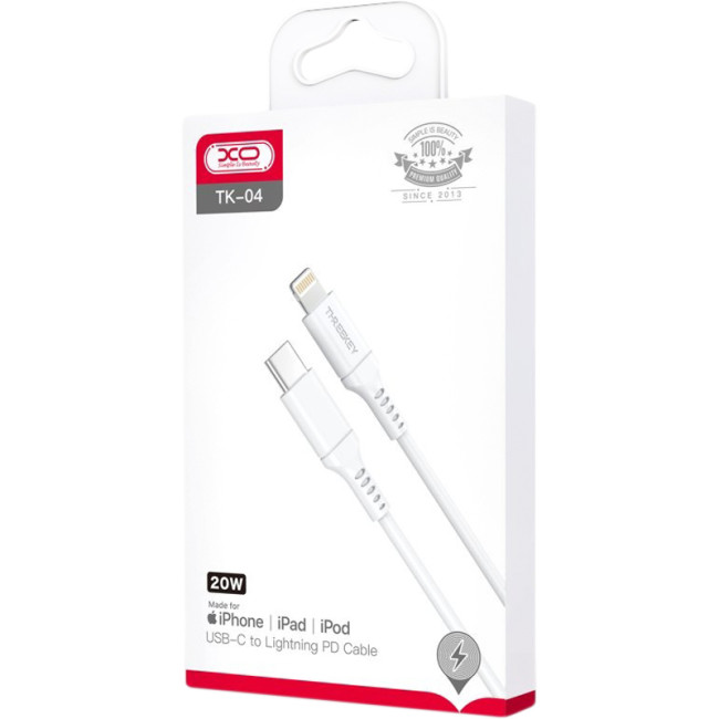 Кабель USB XO TK04 Type-C to Lightning MFI 1m White
