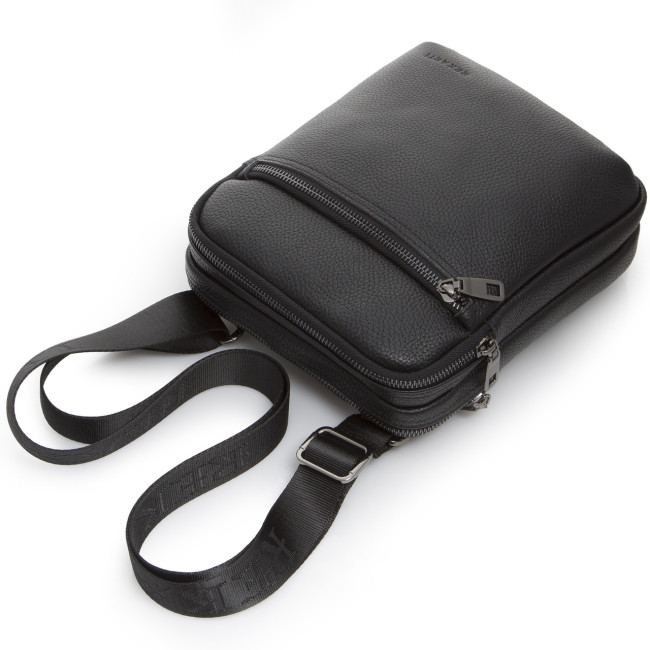 Чоловіча сумка через плече з натуральної шкіри Tiding Bag TD-2031 чорний